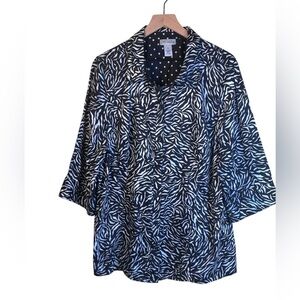 Maggie Barnes for Catherine’s Black and White Zebra Print Blouse Size 1X